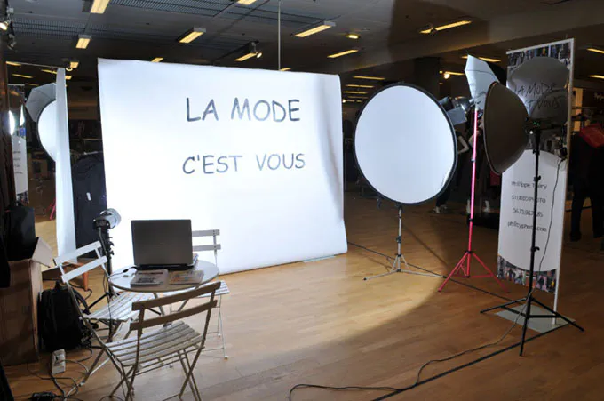 Animation studio photo mobile avec portraits réalisés sur place
