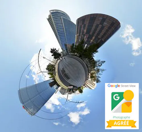 miniplanete du centre d'affaire de lyon faite a partir d'une photosphere de visite virtuelle