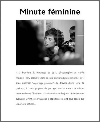 Pages du livre Minute Féminine, travail photographique autour du portrait féminin