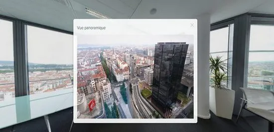 Bulle d'information interactive dans une visite virtuelle photosphère – photographe 360° Lyon