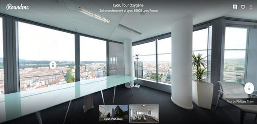 visite virtuelle 360 lyon entreprise avec point info info bulle