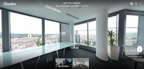 Visite virtuelle 360° entreprise Lyon avec points d'information et infobulles interactifs