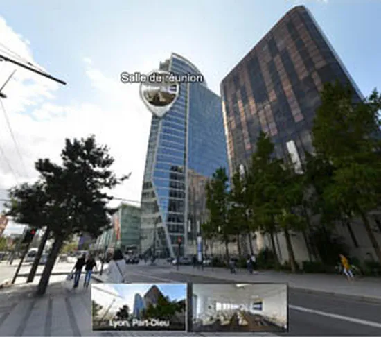 Visite virtuelle 360° interactive navigation entre espaces – bureaux EY tour Oxygène Lyon