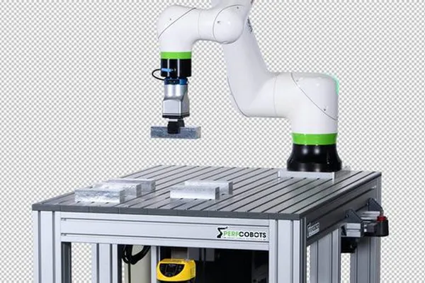 photo packshot de robot industriel avec detourage realise sur site de production