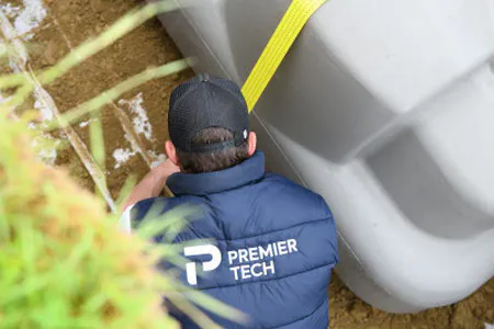 reportage photo chantier installation bac recuperateur sur site client