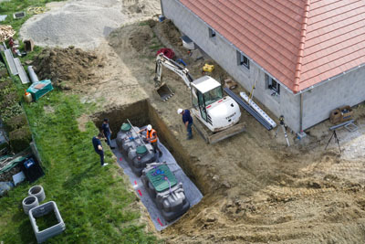 suivi chantier photo installation bac recuperateur credit photographe: Philippe Thery