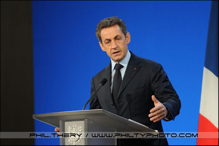 portrait discours de President Nicolas Sarkozy par Philippe Thery photographe